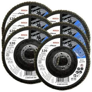 Discos Flap 115mm p/ Metal Bosch Grão 120 Kit com 6 Curvo Standard 4.1/2"