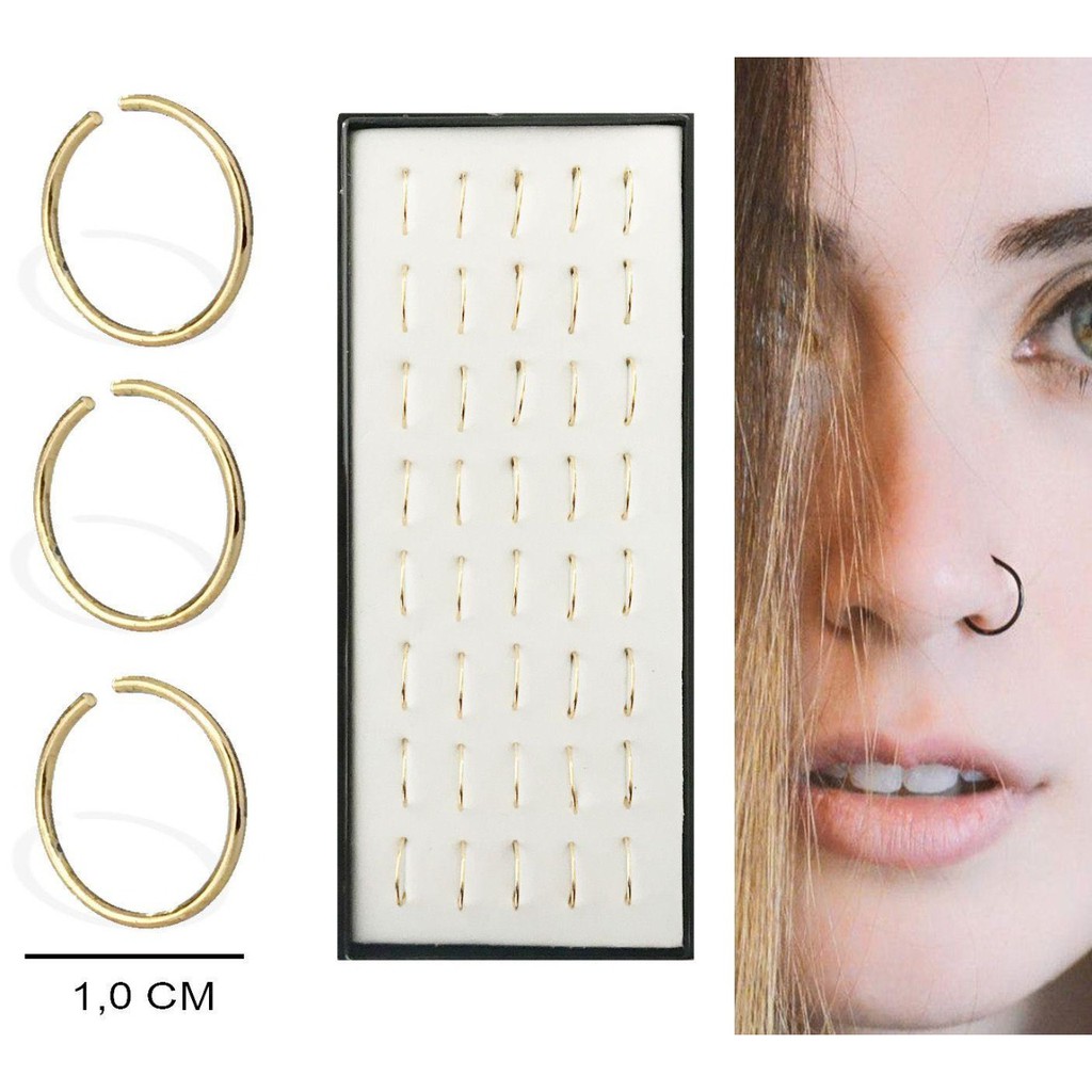 Piercing Nariz torto Aço Kit c/40 Unidades Colorido Exclusivo