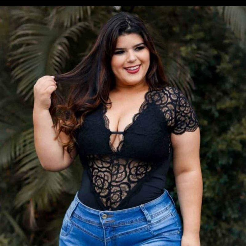 Body Renda Plus Size Com Manguinha