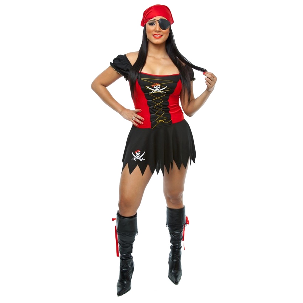 Zando Fantasia de pirata de Halloween para homens e mulheres