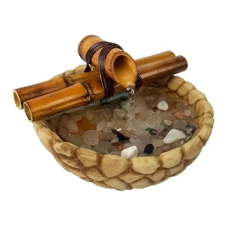 Mini Fonte Água Cascata Fengshui Biqueira De Bambu Decoração
