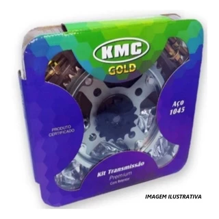 Kit Relação Tração Transmissão CG TITAN FAN 150 2004 2005 2006 2007 2008 2009 2010 2011 2012 2013 2014 2015 Original KMC Com retentor