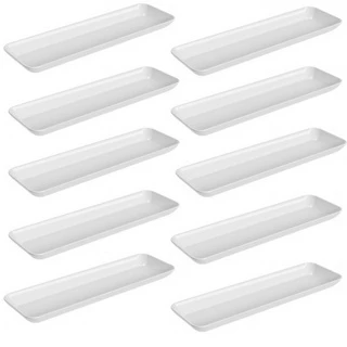 Kit 10 Petisqueiras Retangulares Prato Porta Petisco Grande Branco