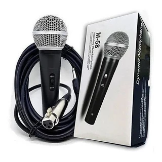 Microfone Com Fio Dinâmico Profissional Metal 5mts m-58