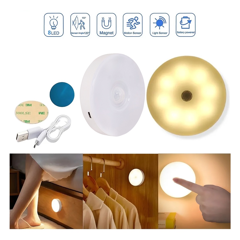 Luminária Led Forte Bateria Recarregável Com Imã, Fixação Sem Fio