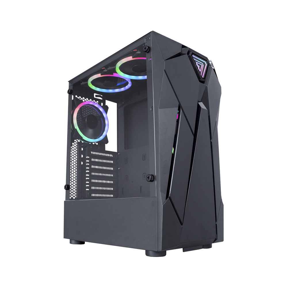 GABINETE GAMER GAMEMAX KREATOR, RGB, LATERAL VIDRO TEMPERADO, S/ FAN, S/  FONTE, PRETO - KREATOR - GABINETES - Gamemax