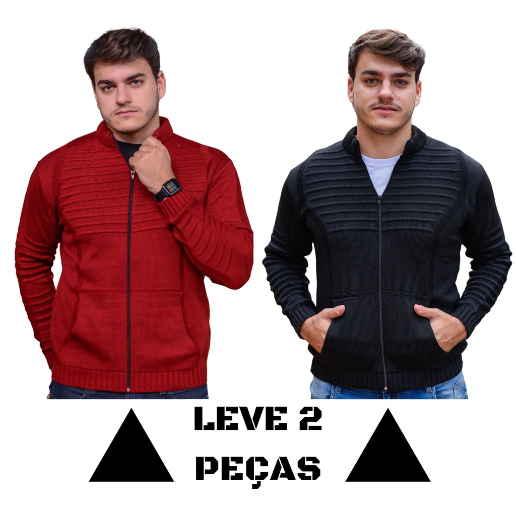 Kit 2 Blusa De Frio Jaqueta Masculina Com Bolso E Ziper Promoção