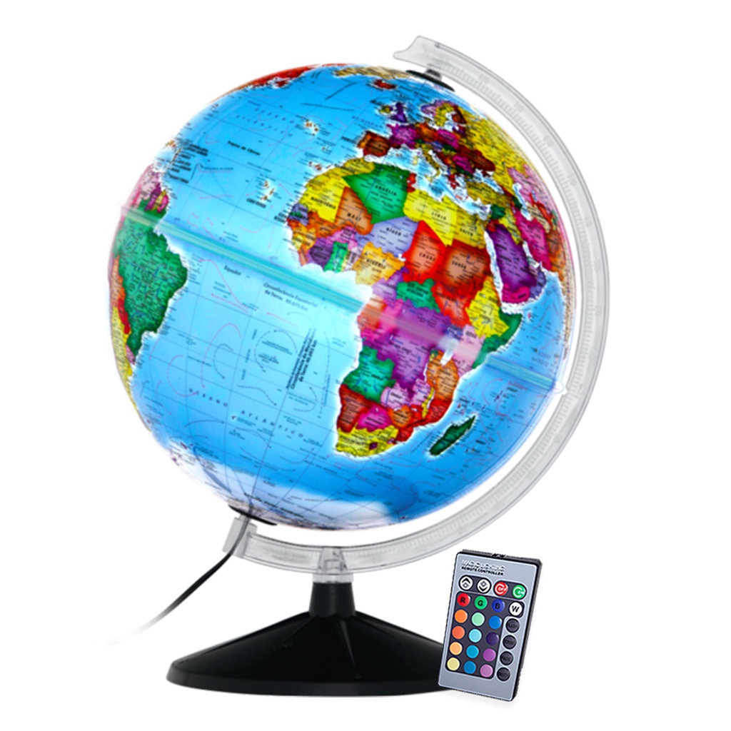 Globo Terrestre Politico Prisma Iluminado Led Colorido Rgb 30cm Shopee Brasil 6910