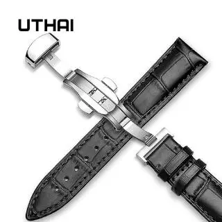 12 14 16 17 18 19 20 21 22 24mm Largura Genuína Pulseira De Relógio De Couro Com Borboleta De Aço Inoxidável Fecho Inteligente Universal Pulseiras Para Mulheres Dos Homens Pulso