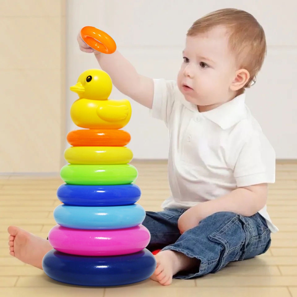Brinquedo Educativo Para Crianças Bebê Arco-Íris Anel De Empilhamento ...