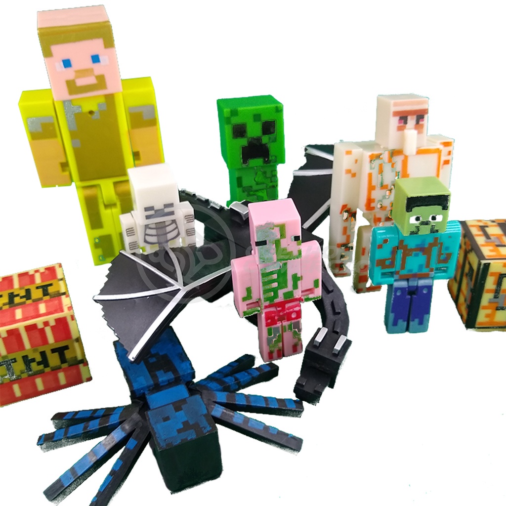 Kit Cartelado Conjunto Minecraft 2 Bonecos + 1 Villager + 1 Enderman ...
