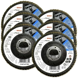 Discos Flap 115mm p/ Metal Bosch Grão 40 Kit com 6 Curvo Standard 4.1/2"