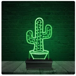 Luminária Abajur Acrílico Led - Cacto Cactos 02