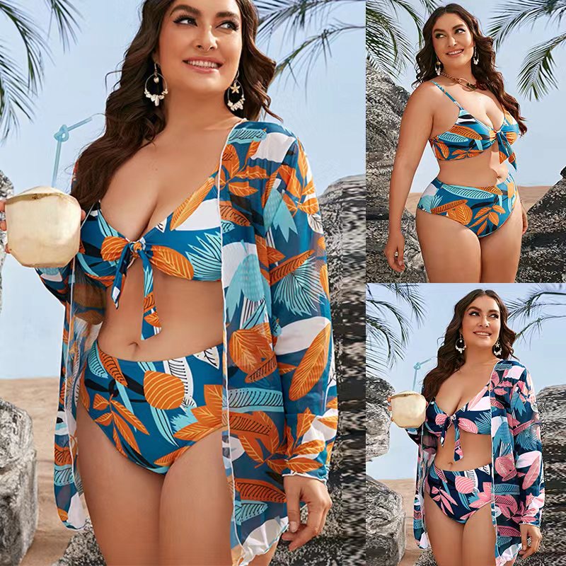 Conjunto De Biquínis Femininos 3 Pieses Plus Size 4xl Traje De Banho  Feminino Push Up 2022 Novo Sexy Fatos