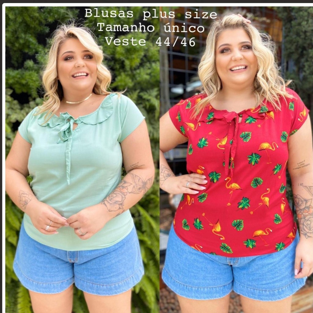 Camisa Plus Size em Viscose