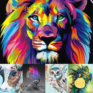 PEPPER Pintura de Diamante 5D Bordado de Leão/ Coruja/ Animais/ Decoração para Casa
