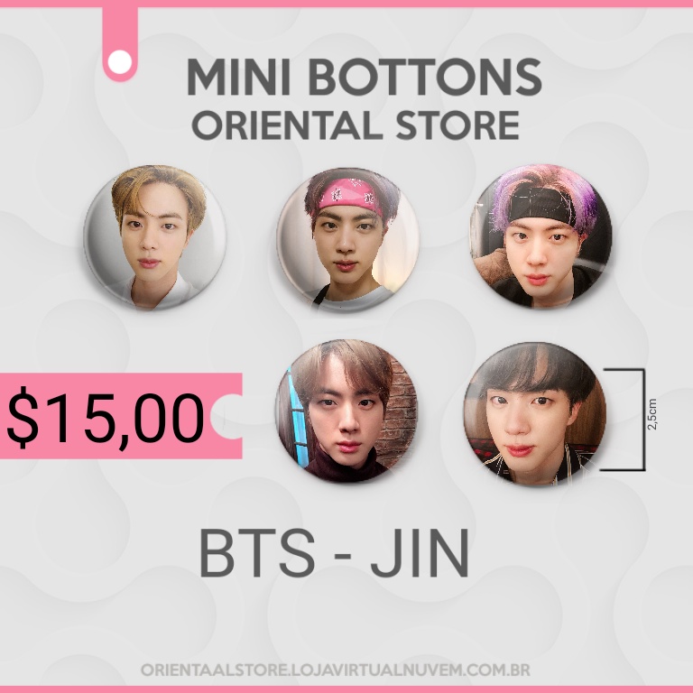 MINI BOTTONS BTS: MEMBRO JIN | Shopee Brasil