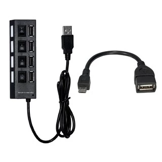 Adaptador Hub 4 Portas + Otg V8 Micro Usb / Hub Teclado Mouse Pen Drive em Oferta na Shopee