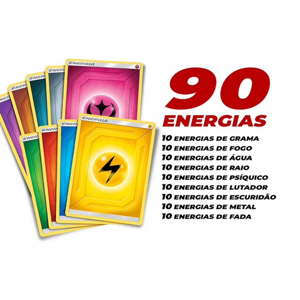 Carta Pokémon Lote Com 90 Energias Com 10 De Cada Tipo