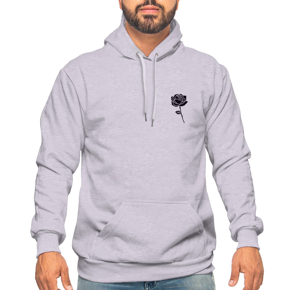 Blusa Moletom Masculina Cinza Flor Com Capuz | Shopee Brasil