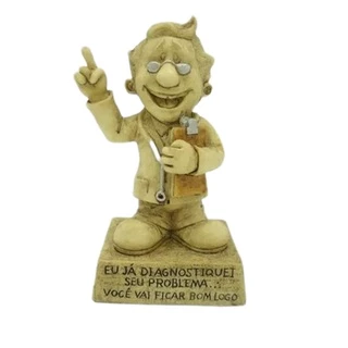 Enfeite Resina Mensagem Médico Estátua 13cm