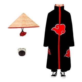 Cosplay Manto Akatsuki Zetsu + Chapéu Akatsuki + Anel Colar
