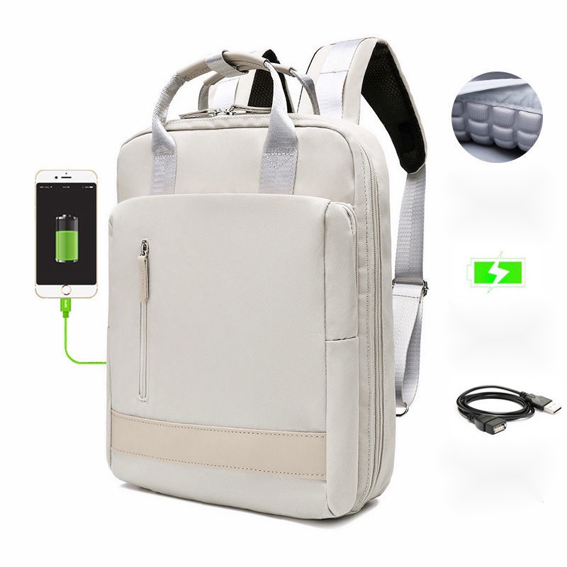 Mochila Viagem Feminina Expansível Notebook Até 17 Modelo SpaceFlex Bege