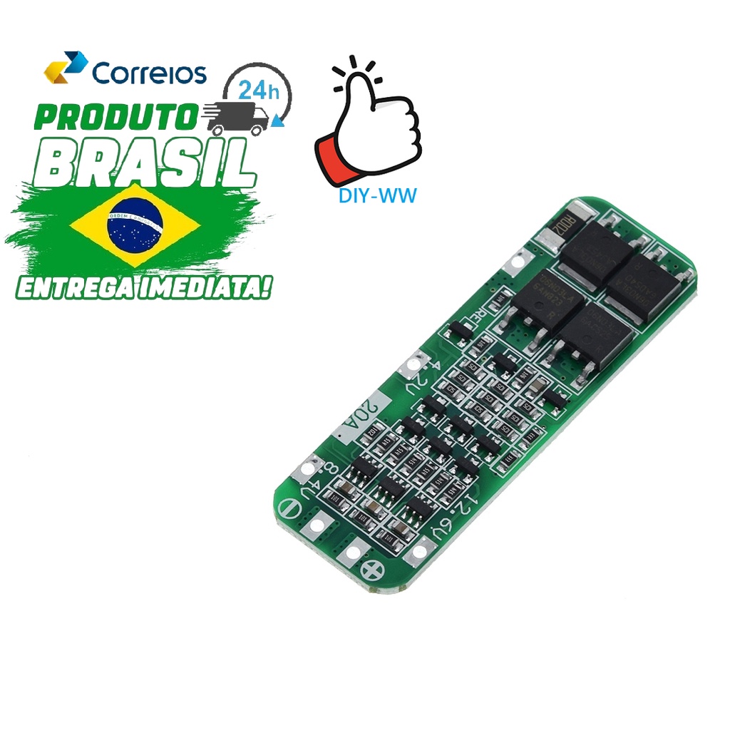 Placa Proteção Carga Bateria Lítio 18650 3s 20a Bms