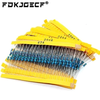 600pçs/Conjunto 30 Tipos Resistência 1/4W Pacote De Resistor De Filme Metálico Kit Sortido 1K 10K 100K 220ohm 1M Resistentes 300pcs/set