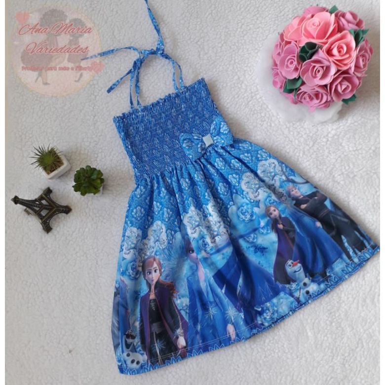 VESTIDO TEMÁTICO FROZEN COM TIARA