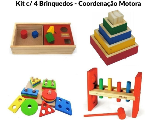 Kit 4 Jogos Brinquedos Educativo Coordenação Motora Encaixes | Shopee ...