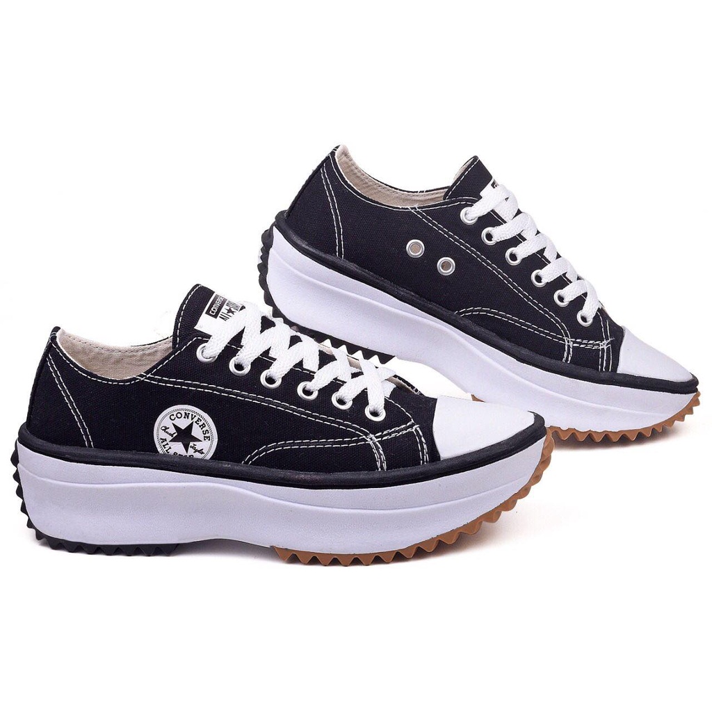 All star plataforma feminino branco couro linha preta - Kepucce Shoes