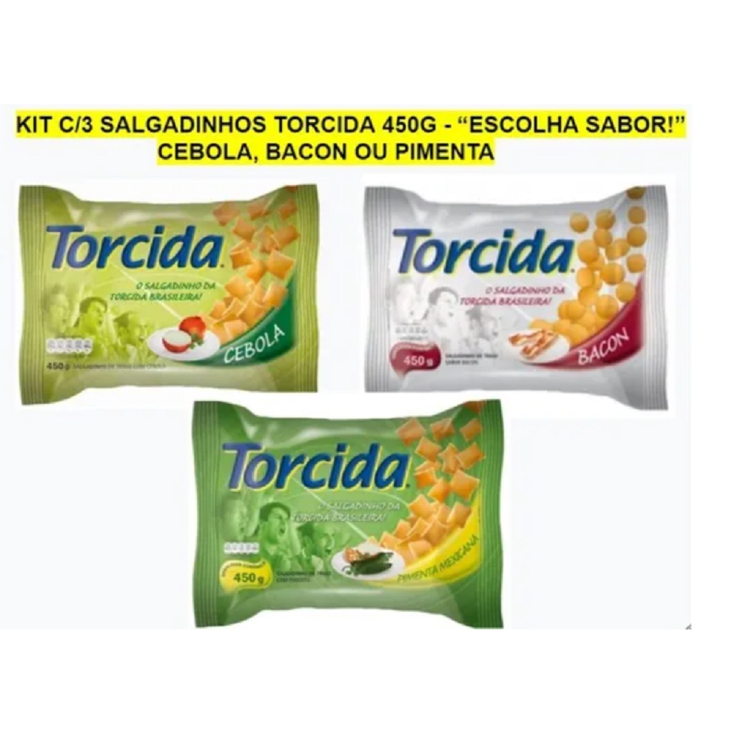 Salgadinho de Trigo Torcida Kit 3 Pacotao Festa Sabores Bacon Pimenta Mexicana Cebola 3x450g LEVE MAIS POR MENOS