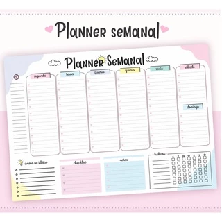 Bloco Planner de Mesa A4 Planejamento Semanal C/50 Folhas