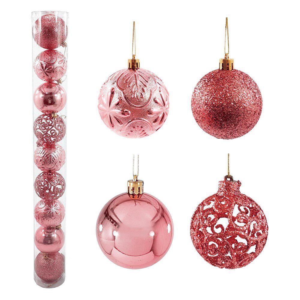 Bolas Para Árvore De Natal Enfeite Decoração 5cm 6 unidade Rosa gold