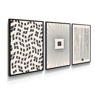Quadro Decorativo com Moldura e Vidro Tamanho A2 Geométrico Minimalista Moderno Cinza Sala Quarto Escritório Industrial