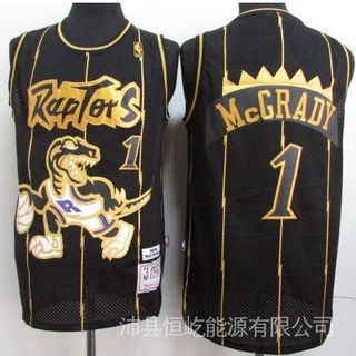 Camisa Nba Toronto Raptors no . 1 McGrady Jersey Colete Esportivo Estampado Preto-Dourado O Novo jrHI