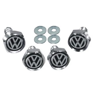 Parafuso Placa Cromado com Logotipo Resinado - Kit 4 Peças Volkswagen Vw