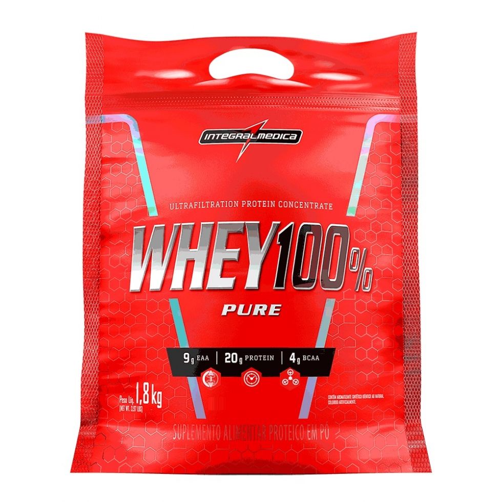 Suplemento em pó Whey Protein 100% Pure refilL (1,8KG) Integralmedica Chocolate