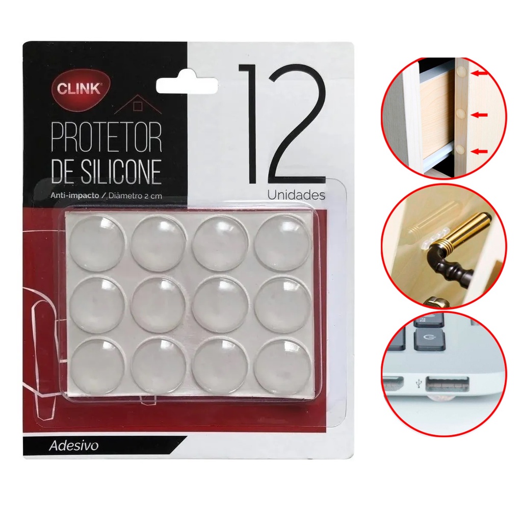 Protetor de Porta Batente Gota Silicone Adesivo Multiuso Móveis Vidro ...