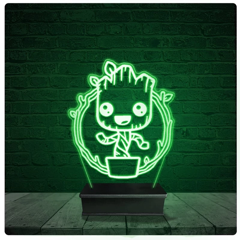 Luminária Abajur Acrílico Led - Groot Marvel 11