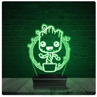 Luminária Abajur Acrílico Led - Groot Marvel 11