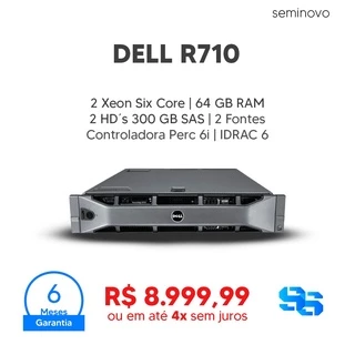 Servidor Dell R710 2xeon x5670 64gb de ram 2 disco de 300sas