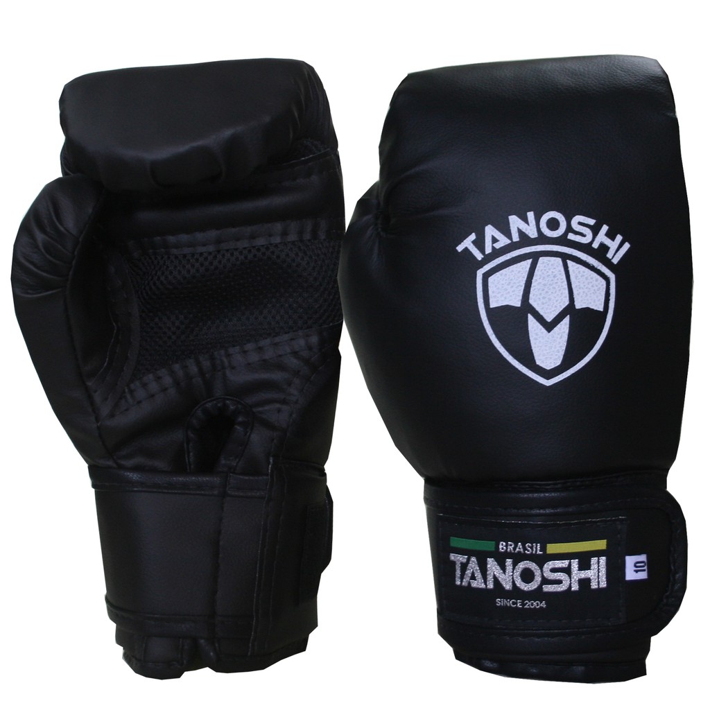 Luva Boxe Black (toda Preta) para MuayThai, Sanda, Kickboxing Tanoshi direto da fabrica