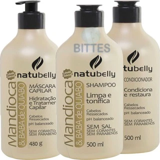 Kit Mandioca e Baba De Quiabo Hidratação Capilar Natubelly Cosméticos