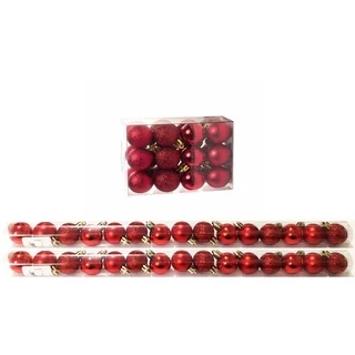 Kit 30 Mini Bolas Natal Vermelha Glitter, Fosca, Lisa 3cm - Master Christmas