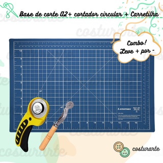 COMBO! Base de corte A2+ Cortador circular+ Carretilha Para marcar tecido - LEVE MAIS PAGUE MENOS!
