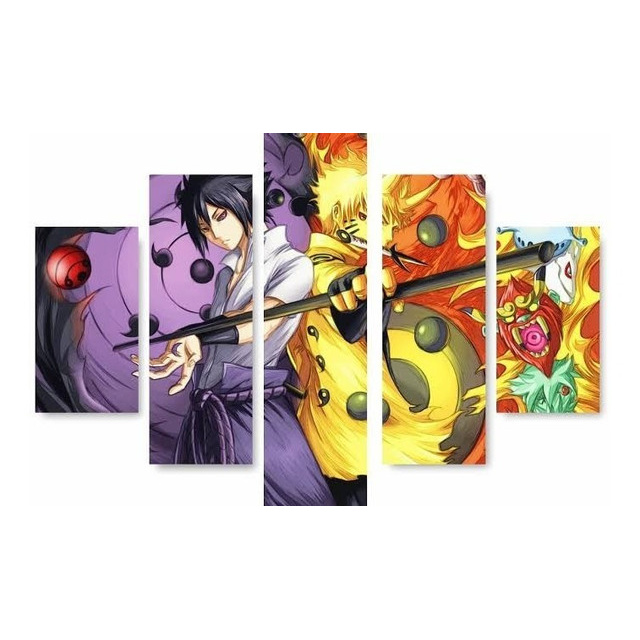 Quadro em Mosaico Decorativo Naruto Anime Desenho Quarto Sala
