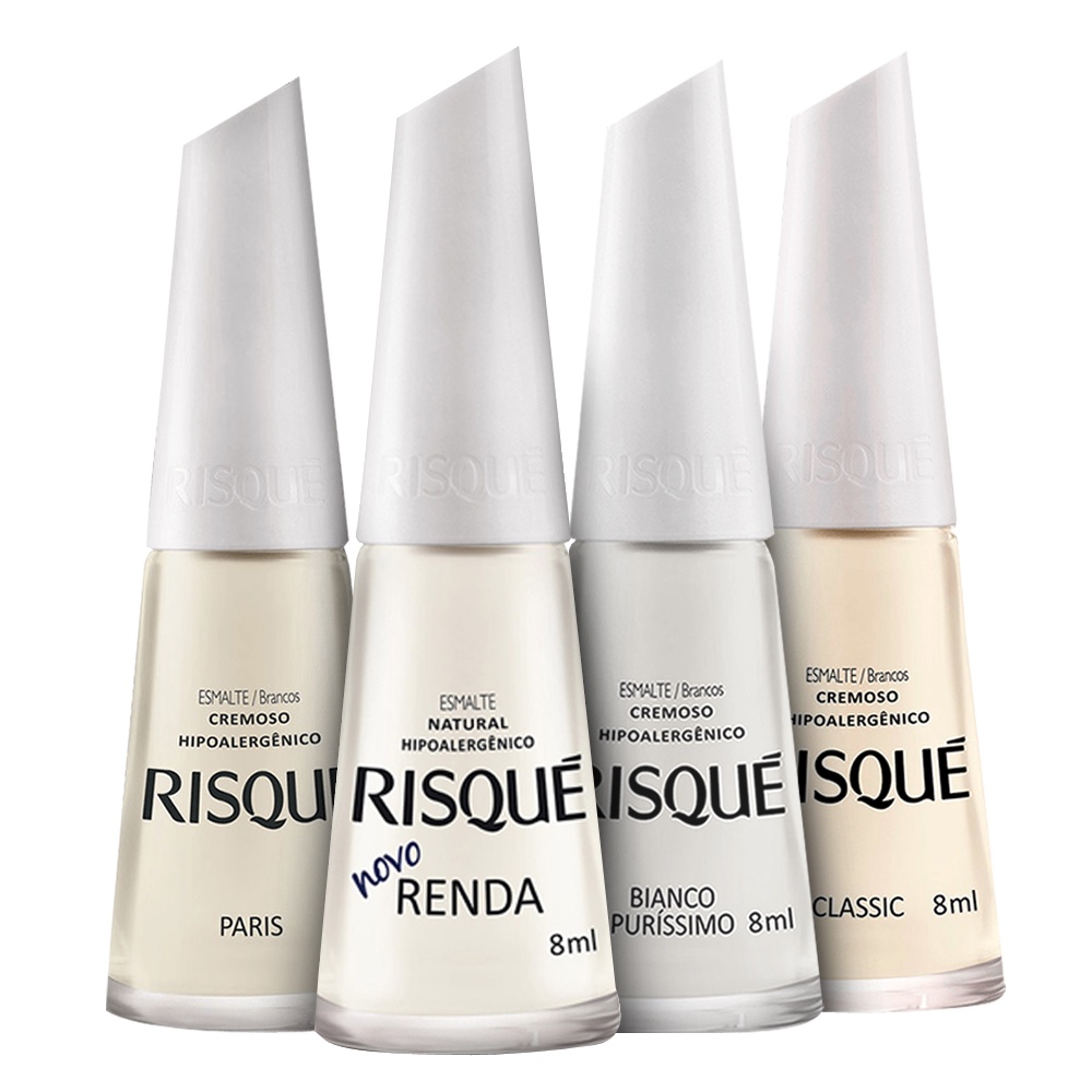 Kit Esmaltes Risque Brancos Para Francesinha C/4 - 8ml | Shopee Brasil
