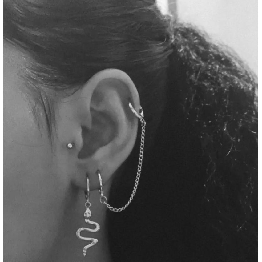 Brinco duplo para piercing ou segundo furo corrente | Shopee Brasil